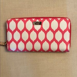 Kate Spade hot pink lemon zip wallet